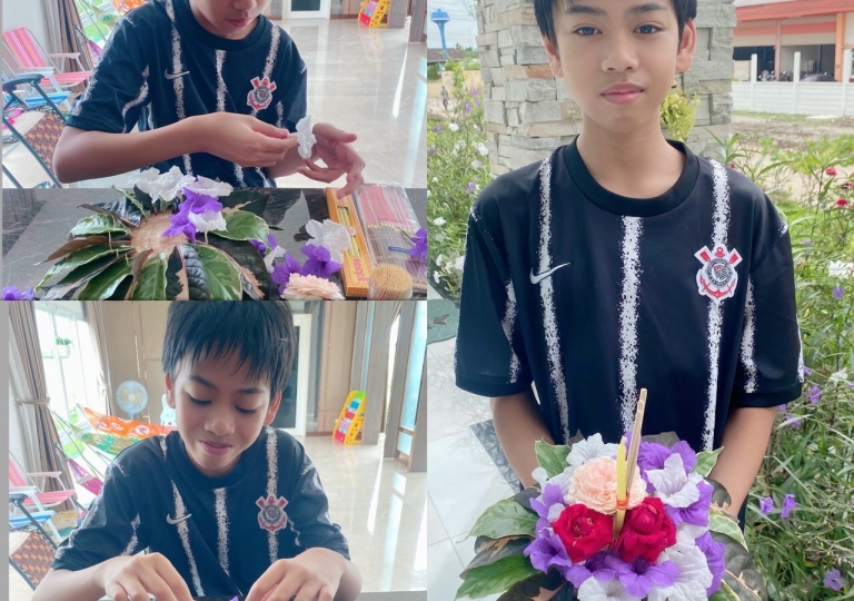 Primary 6 students are tasked by Ms. Amornpan, Career subject teacher, their own version of Krathong. The learners enjoyed applying their creativity and artistic skills while making it for the Loy Krathong festival also known as Thai Festival of Lights.