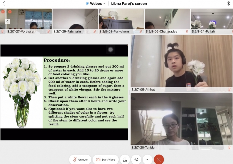 S2 enjoyed the Chemistry experiment planned by Ms. Libna Pareja together with Ms. Lalita Manyanont and Ms. Sunisa Khaowpimai. In this color changing flowers experiment, students discover for themselves how essential the stem’s function is to plant growth.