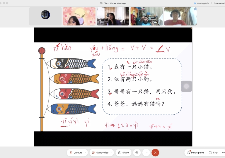 Secondary 1 students who chose Chinese Communication (C-COM) as their selective subject had fun studying how to introduce their lovely pets in class. 