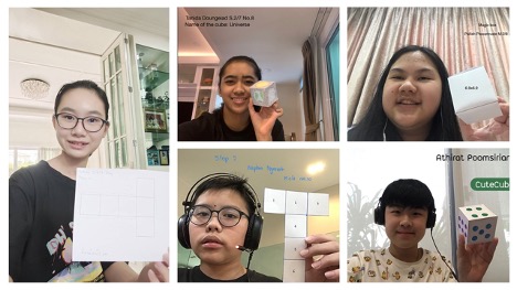 Secondary 2 students build their own mini-pyramid during the STEM by Design for Invention & Innovation by Dr. Wannapong, MUIC professor.