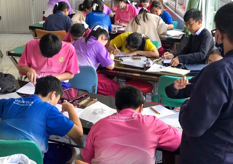 Secondary 3 students embarked on a fun linocut project that stretched over several weeks. This project was planned by Mr. Ingo Fast, EP Arts teacher, with the goal of taking the students’ artistic and creativity skills to another level, February, 2021.